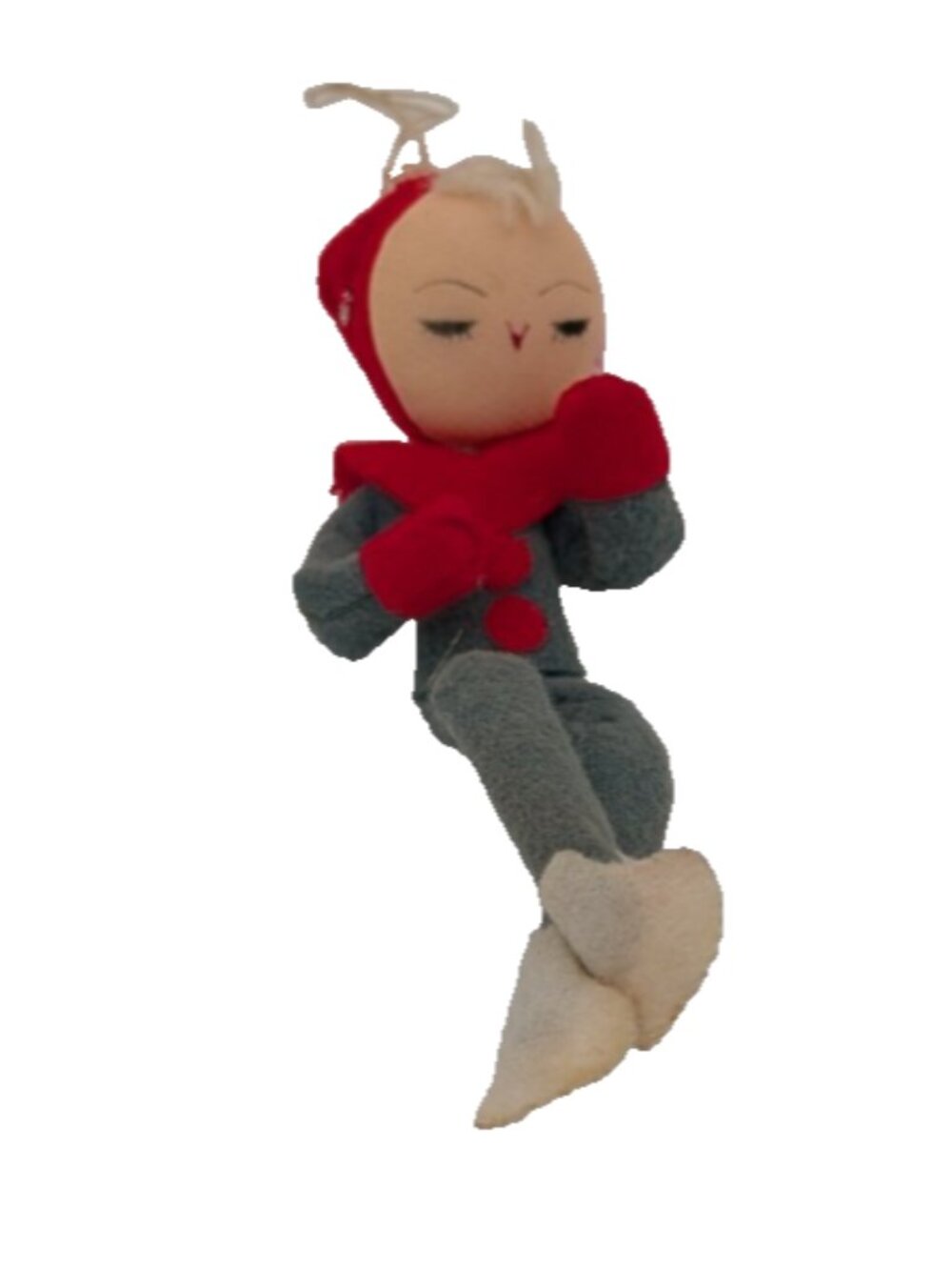 Vintage Japan Pixie Elf Knee Hugger Felt Ornament Christmas MCM  Kitschy